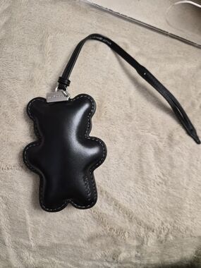 Coach Black Teddy Bear Leather Bag Charm